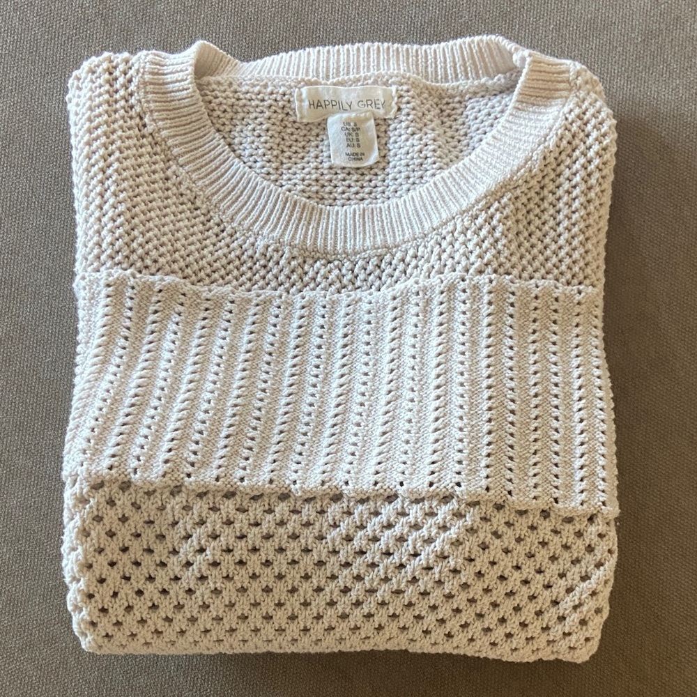 Happily Grey Cream Knit Sweater